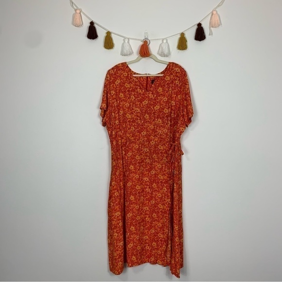 Designs Lane Bryant Orange Floral Maxi Dress Size 28 - Picture 1 of 14